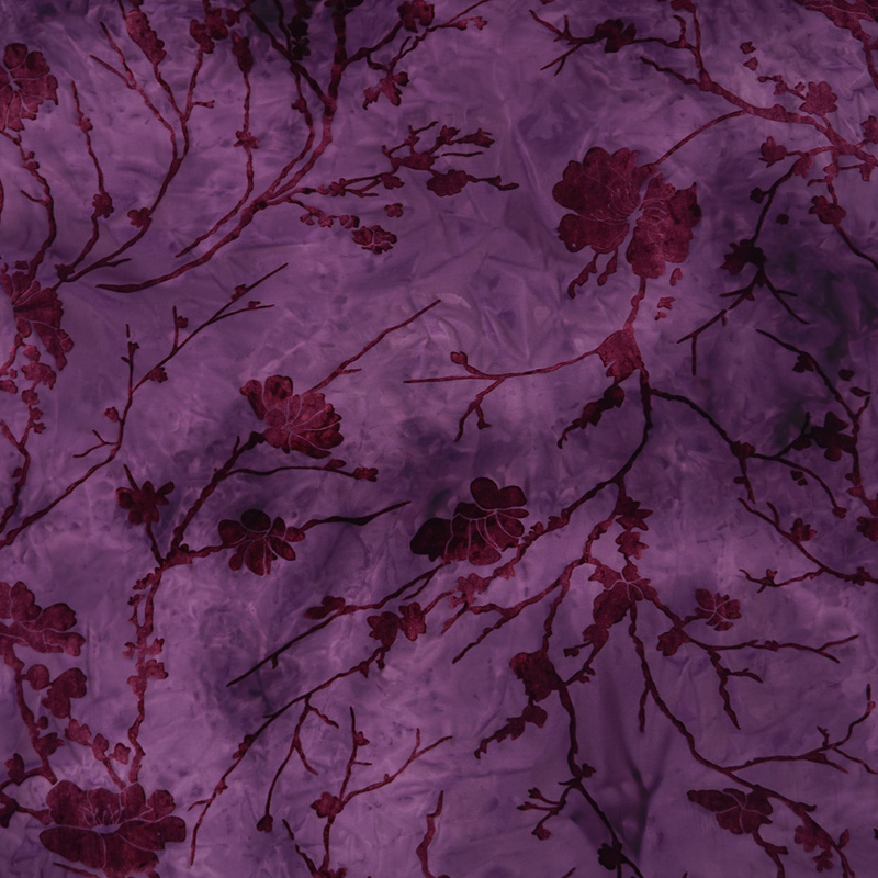 Sewing Tie Dye - Purple Plum Blossom Flocked Designer Fabric,