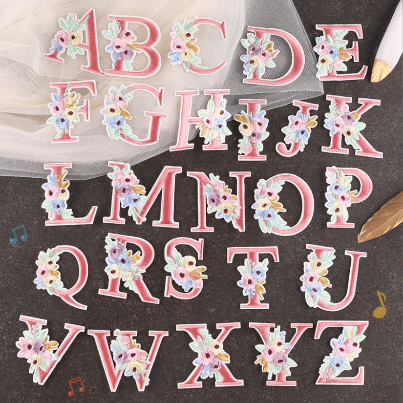 10 Pcs Pink Flowers Alphabet E - Sewing Id recension och pris