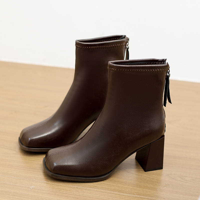 Women Ankle Boots Square Toe C - Sewing Latex recension och pris